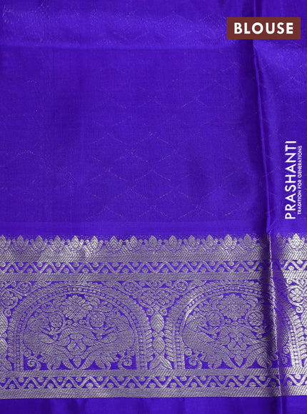 Venkatagiri silk saree red and blue with silver zari woven buttas and silver zari woven border