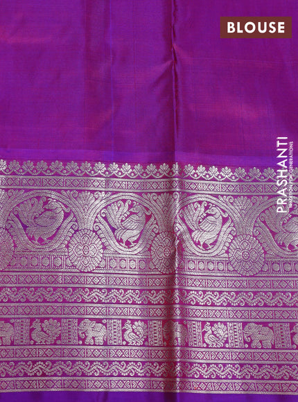 Venkatagiri silk saree red and dual shade of blue with silver zari woven buttas and silver zari woven border