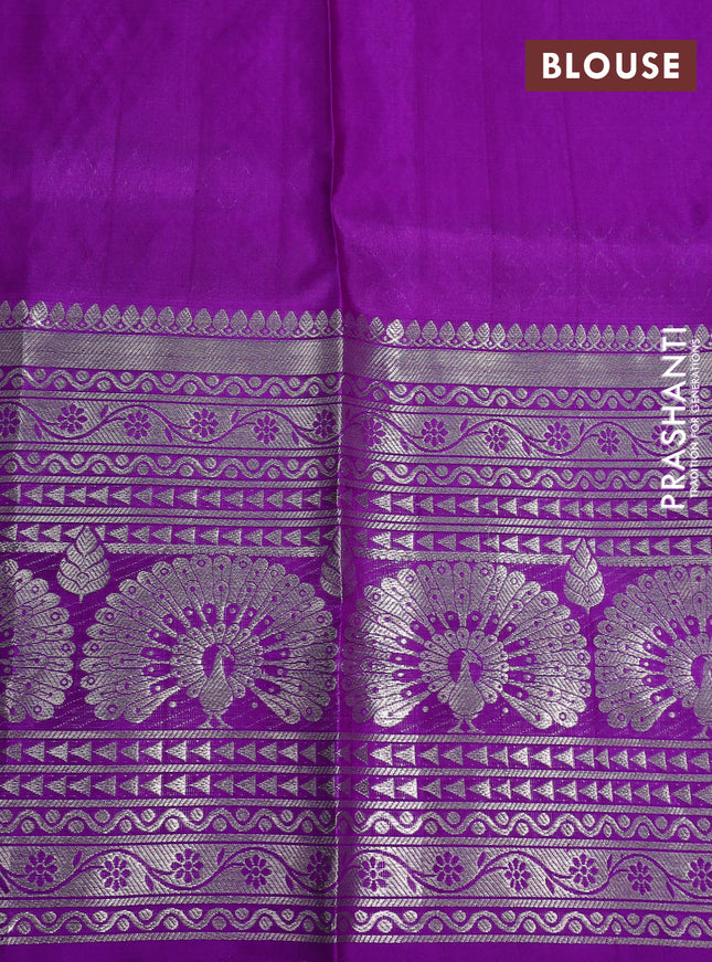 Venkatagiri silk saree lavender and violet with silver zari woven buttas and long silver zari woven border