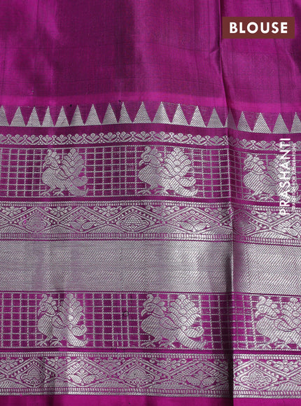 Venkatagiri silk saree grey and purple with silver zari woven buttas and long silver zari woven border