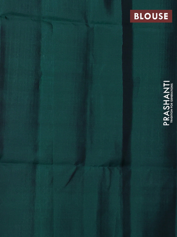 Kanchipuram soft silk saree violet and peacock green with allover zari woven buttas and long zari woven leaf border