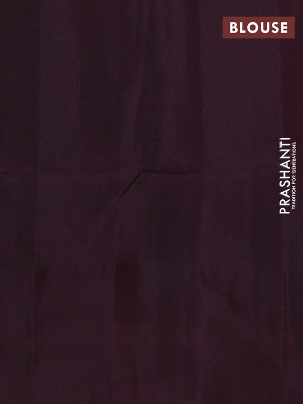 Kanchipuram soft silk saree teal green shade and wine shade with allover zari woven buttas and long zari woven leaf border