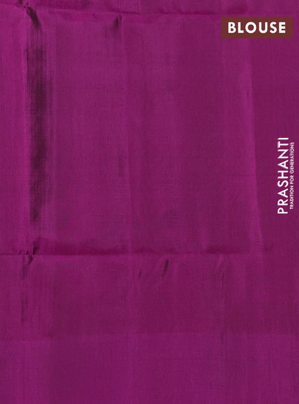 Kanchipuram soft silk saree green and purple with allover zari woven buttas and long zari woven border
