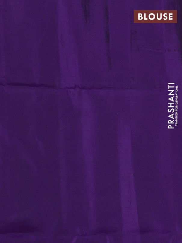 Kanchipuram soft silk saree pastel green shade and violet with allover zari woven brocade weaves and long zari woven border