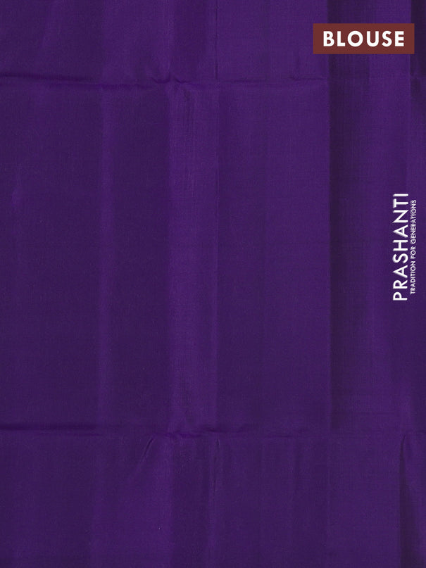 Kanchipuram soft silk saree pastel blue shade and violet with allover zari woven brocade weaves and long zari woven border