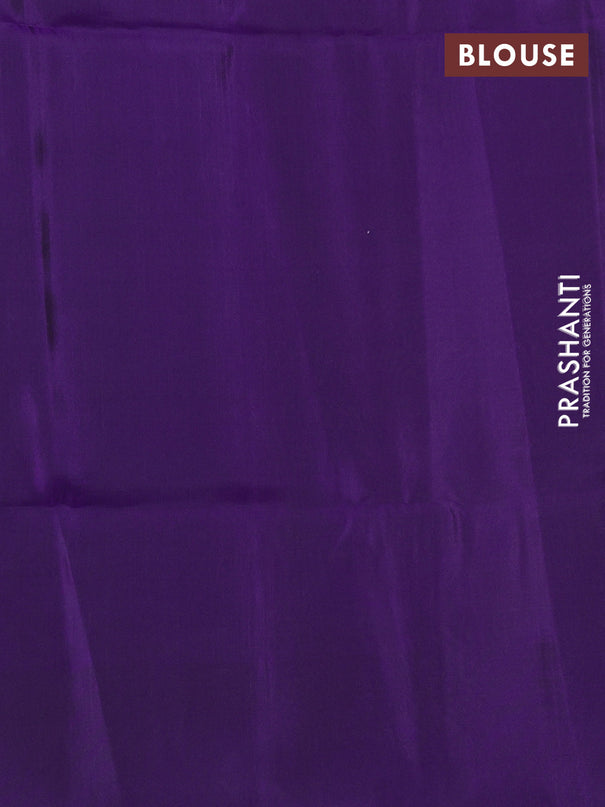 Kanchipuram soft silk saree light green and violet with allover zari woven brocade weaves and long zari woven border