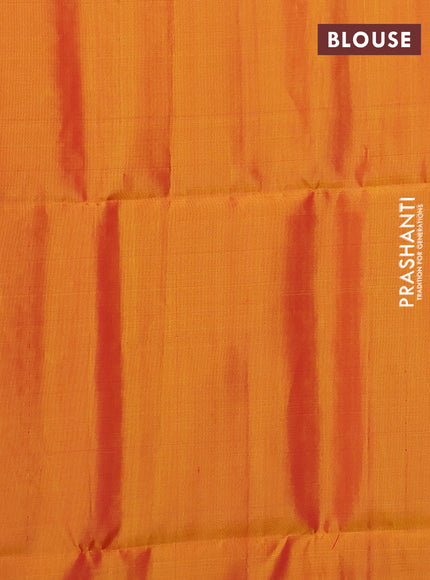 Kanchipuram soft silk saree pink and dual shade of yellow with allover silver zari weaves and long silver zari woven annam border