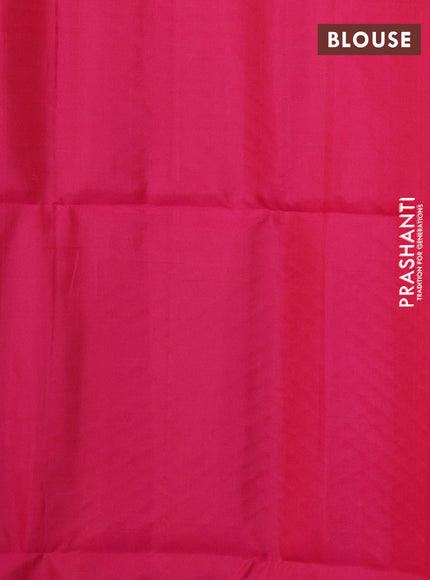 Kanchipuram soft silk saree orange and pink with allover silver & gold zari weaves and zari woven butta border