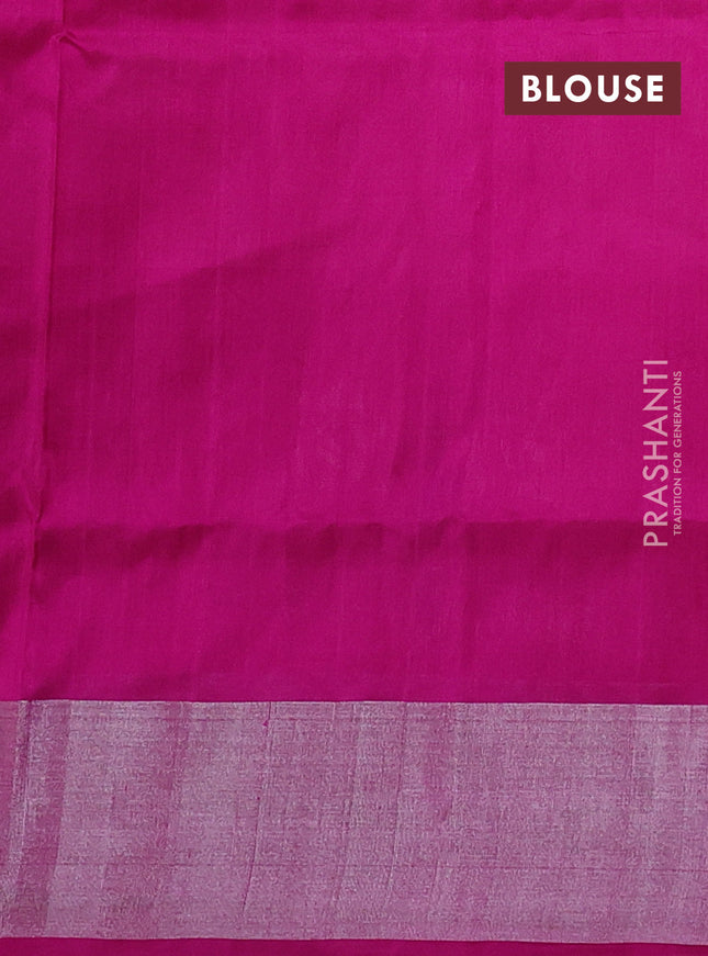 Pure uppada silk saree light pink and pink with silver zari woven buttas and long rich silver zari woven border