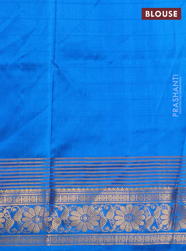 Pure uppada silk saree purple and cs blue with silver & gold zari woven floral buttas and zari woven border
