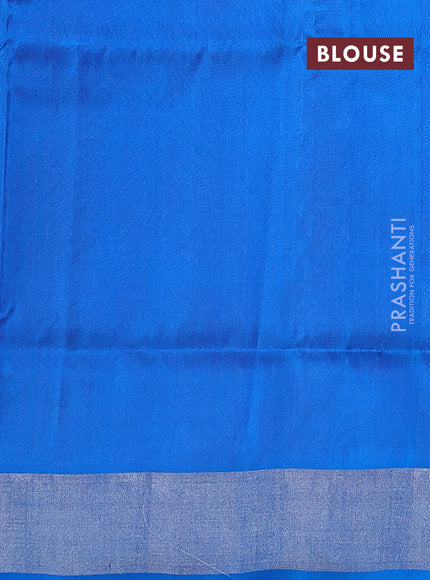Pure uppada silk saree light pink and cs blue with silver zari woven buttas and silver zari woven border