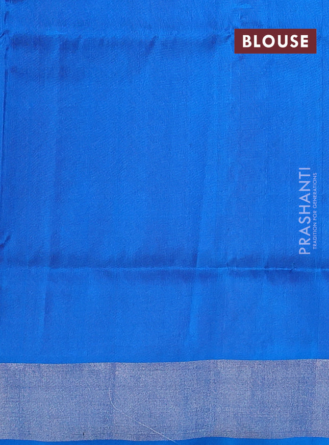 Pure uppada silk saree light pink and cs blue with silver zari woven buttas and silver zari woven border