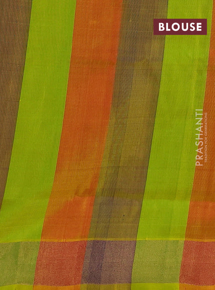 Pure uppada partly silk saree red and multi colour with silver & gold zari woven tilak buttas and zari woven border