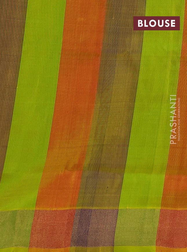 Pure uppada partly silk saree red and multi colour with silver & gold zari woven tilak buttas and zari woven border