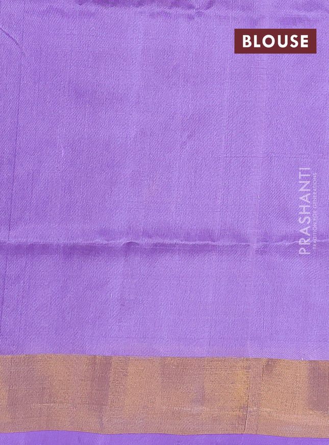 Pure uppada silk saree violet and lavender with silver & gold zari woven buttas and zari woven border