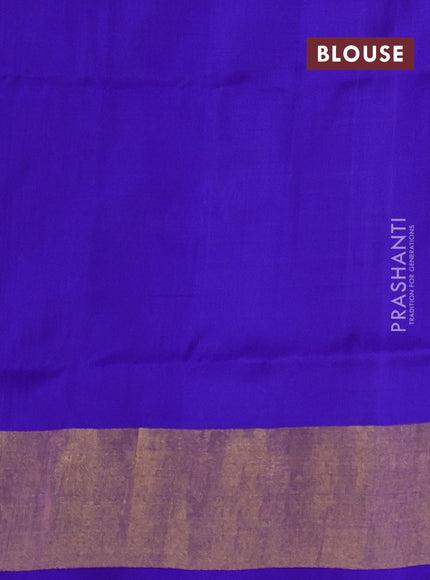 Pure uppada silk saree cs blue and blue with silver & gold zari woven buttas and zari woven border