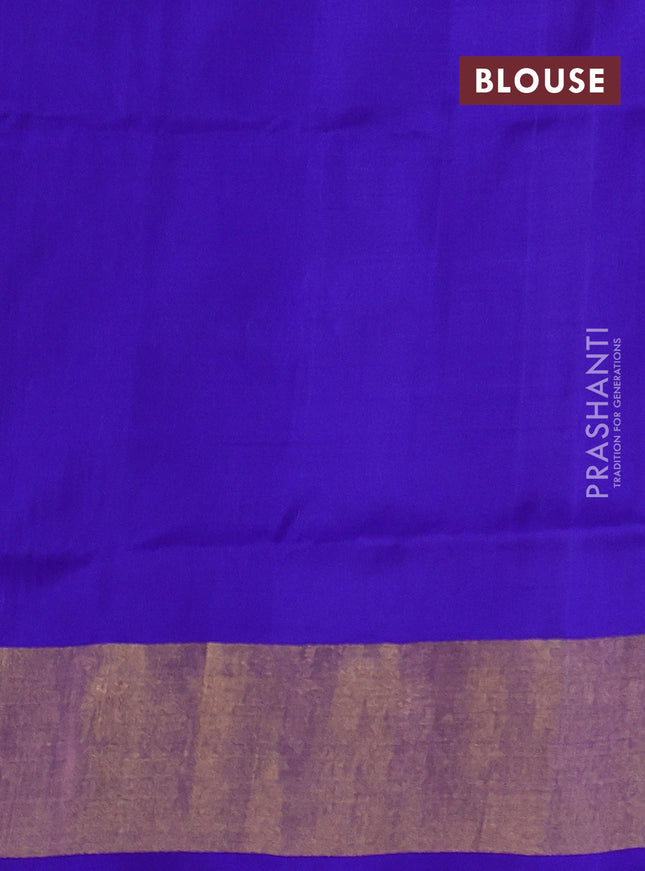 Pure uppada silk saree cs blue and blue with silver & gold zari woven buttas and zari woven border