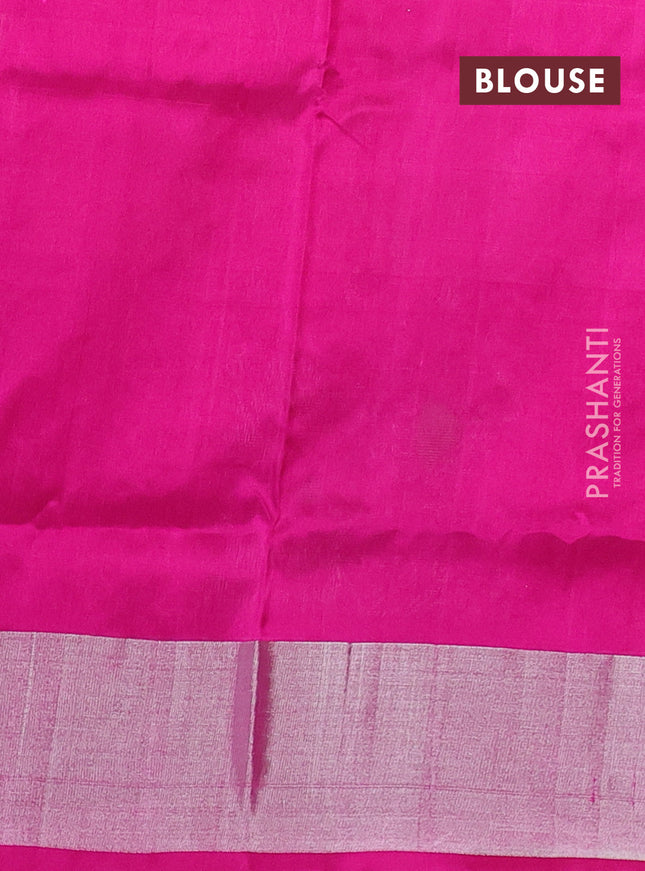 Pure uppada silk saree light pink and pink with allover silver zari woven paisley buttas and rich silver zari woven border