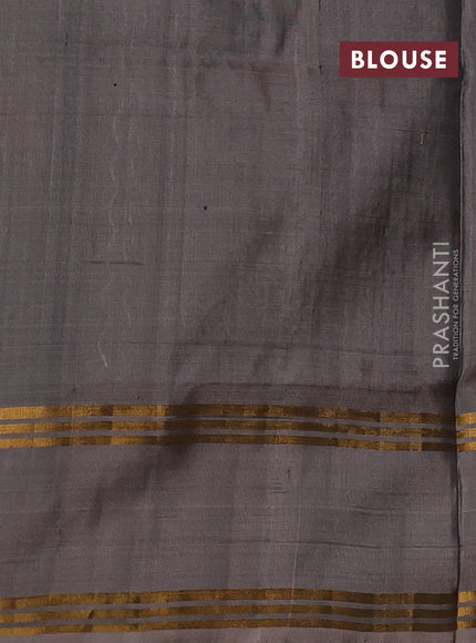 Pure uppada silk saree black and grey with allover silver & gold zari weaves and rettapet zari woven border