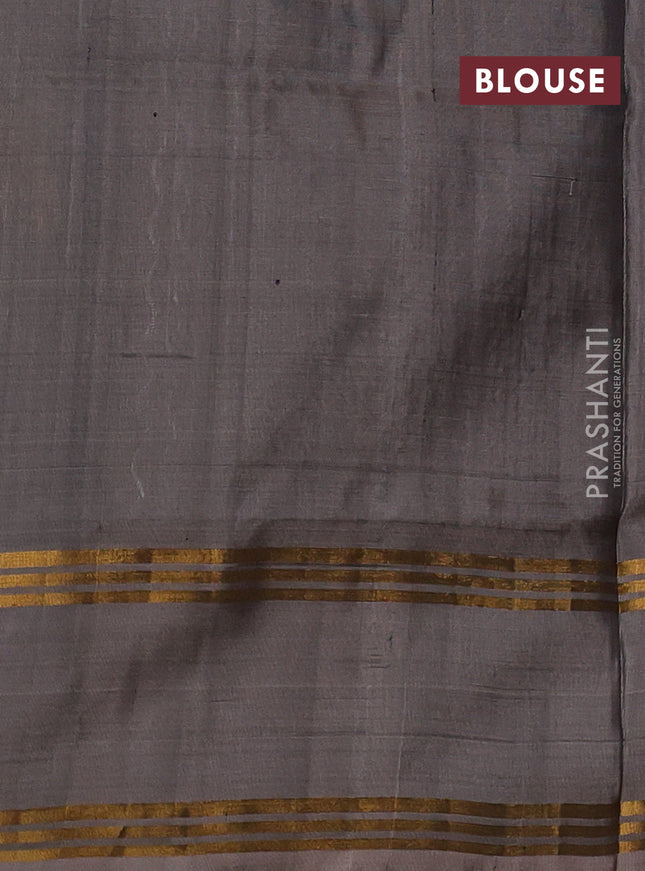 Pure uppada silk saree black and grey with allover silver & gold zari weaves and rettapet zari woven border