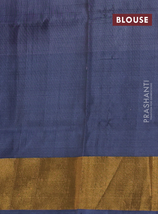 Pure uppada silk saree purple and grey with silver & gold zari woven buttas and zari woven border