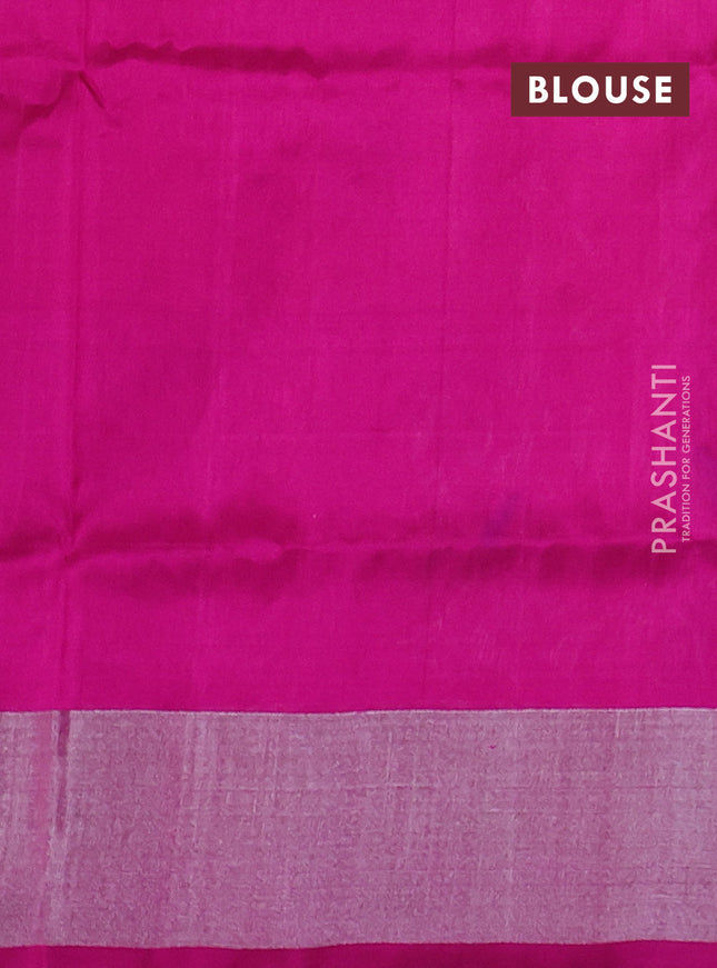Pure uppada silk saree dual shade of pink and pink with allover silver zari woven buttas and long rich zari woven border