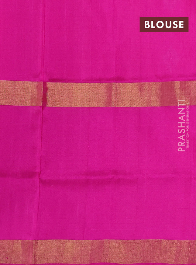Pure uppada silk saree dual shade of pink and pink with zari woven buttas and long zari woven butta border