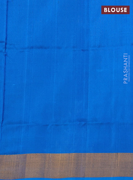 Pure uppada silk saree black and cs blue with silver & gold temple zari woven buttas and temple design zari woven border