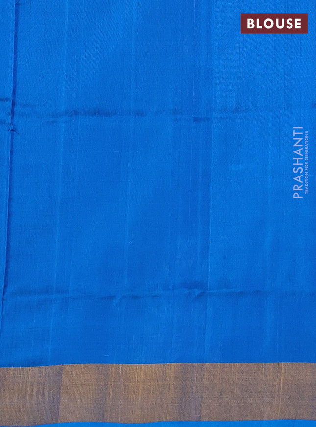 Pure uppada silk saree black and cs blue with silver & gold temple zari woven buttas and temple design zari woven border