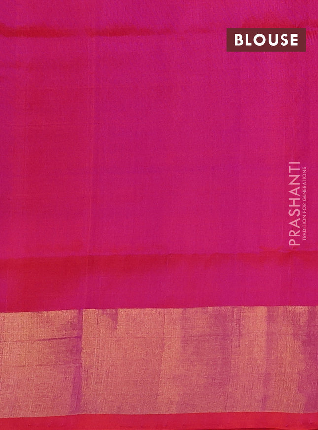 Pure uppada silk saree pink and dual shade of pink with silver & gold zari woven buttas and rich zari woven border