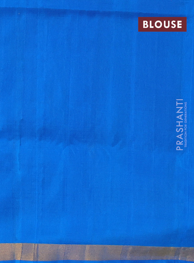 Pure uppada silk saree dual shade of cs blue with silver & gold paisley zari woven buttas and rich zari woven border