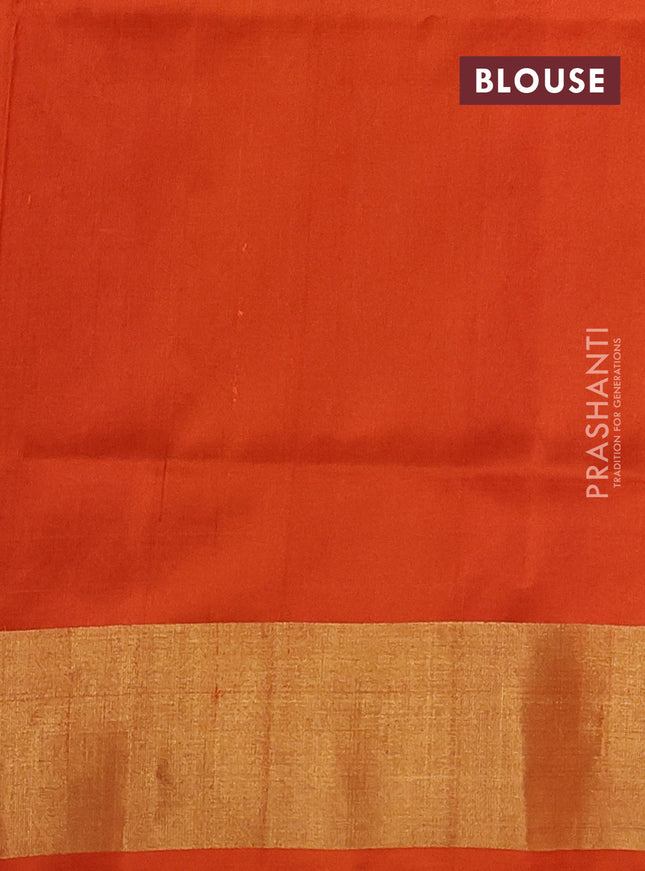 Pure uppada silk saree orange with silver & gold zari woven floral buttas and rich zari woven border
