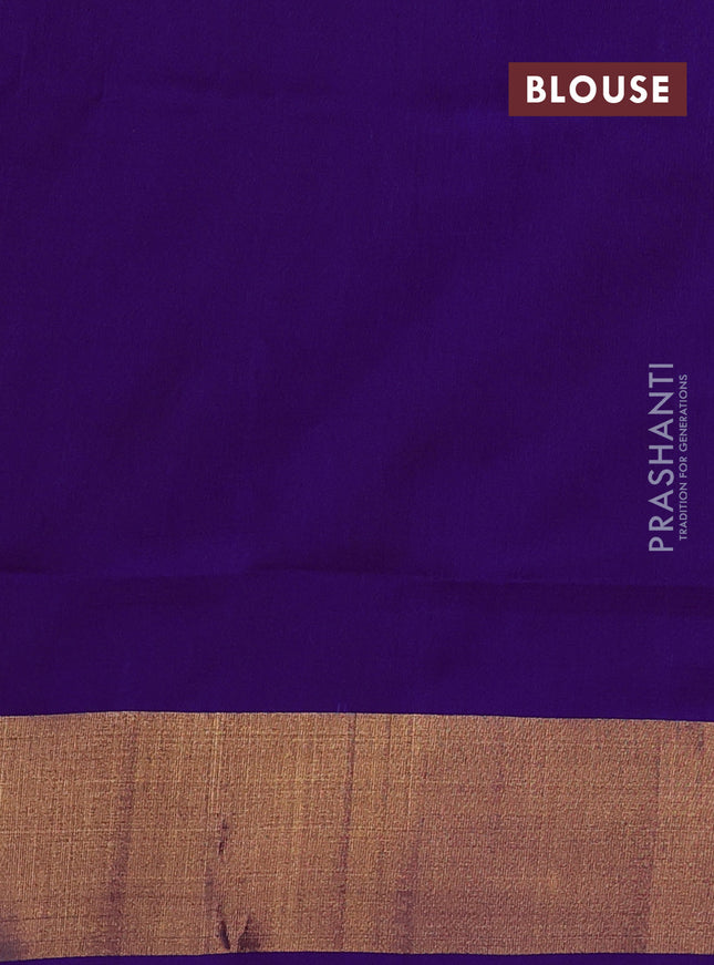 Pure uppada silk saree purple with silver & gold zari woven floral buttas and rich zari woven border