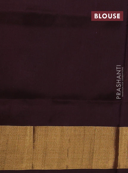 Pure uppada silk saree coffee brown with silver & gold zari woven floral buttas and rich zari woven border