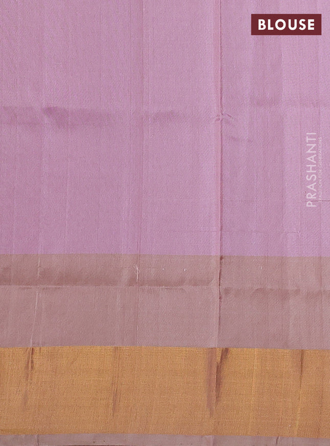 Pure uppada silk saree light pink and beige with allover silver & gold zari weaves and zari woven border