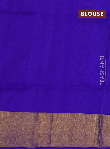 Pure uppada silk saree cs blue and blue with allover silver & gold zari weaves and zari woven border