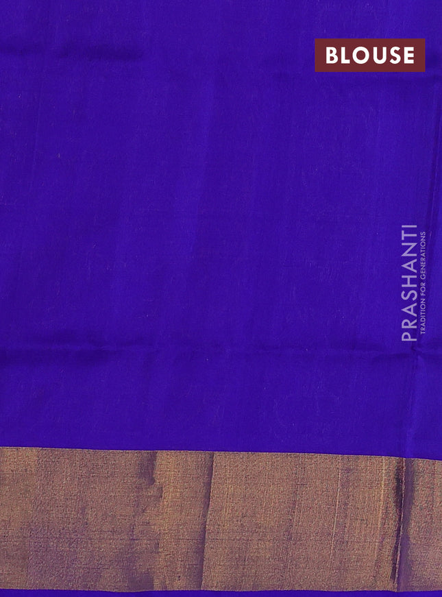 Pure uppada silk saree cs blue and blue with allover silver & gold zari weaves and zari woven border