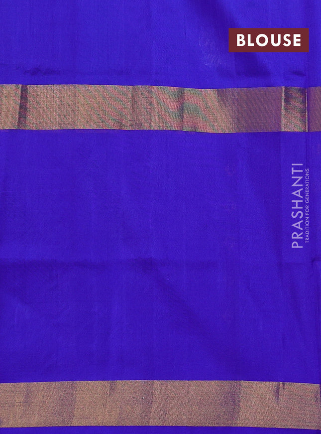Pure uppada silk saree cs blue and royal blue with silver zari woven buttas and long zari woven butta border