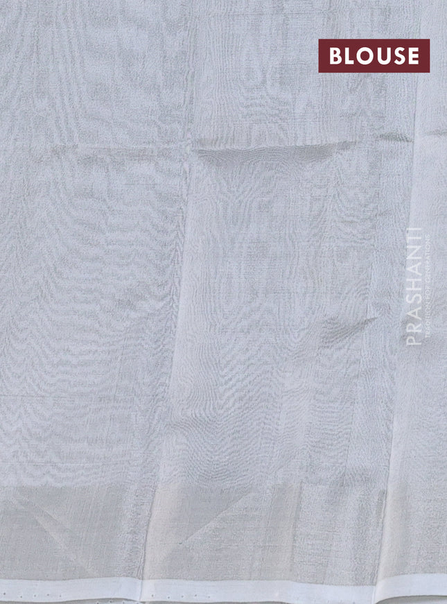 Pure uppada silk saree sap green with allover silver zari woven buttas and silver zari woven border