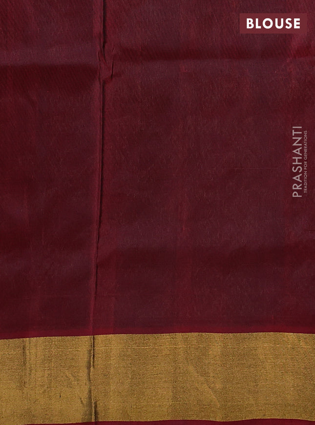 Pure uppada silk saree black and maroon with allover silver & gold zari weaves and zari woven border