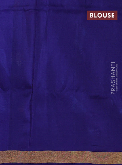 Pure uppada silk saree cs blue and navy blue with silver & gold zari woven buttas and long rich zari woven border