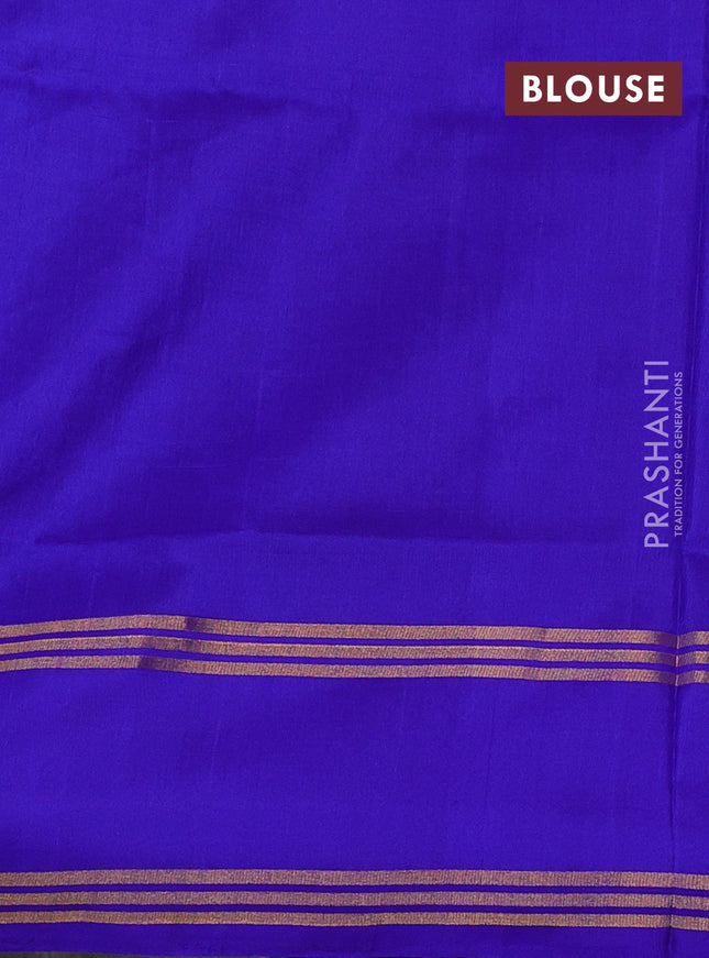 Pure uppada silk saree cs blue and blue with allover silver & gold zari weaves and rettapet zari woven border
