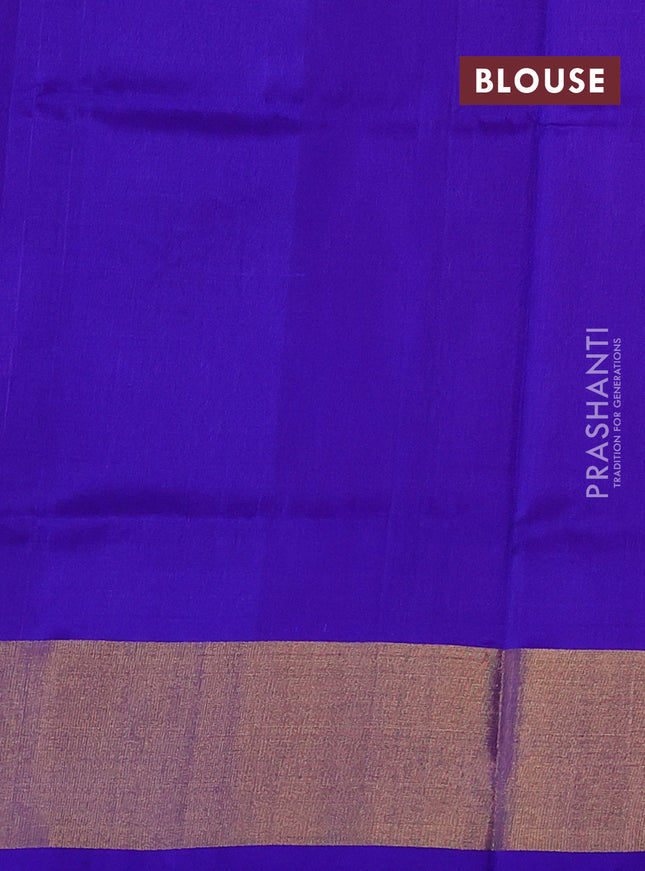 Pure uppada silk saree pink and blue with allover silver & gold zari weaves and rettapet zari woven border
