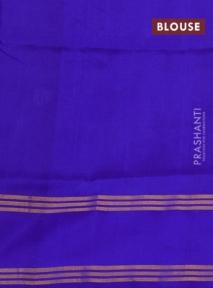 Pure uppada silk saree dual shade of green and blue with allover silver & gold zari weaves and rettapet zari woven border