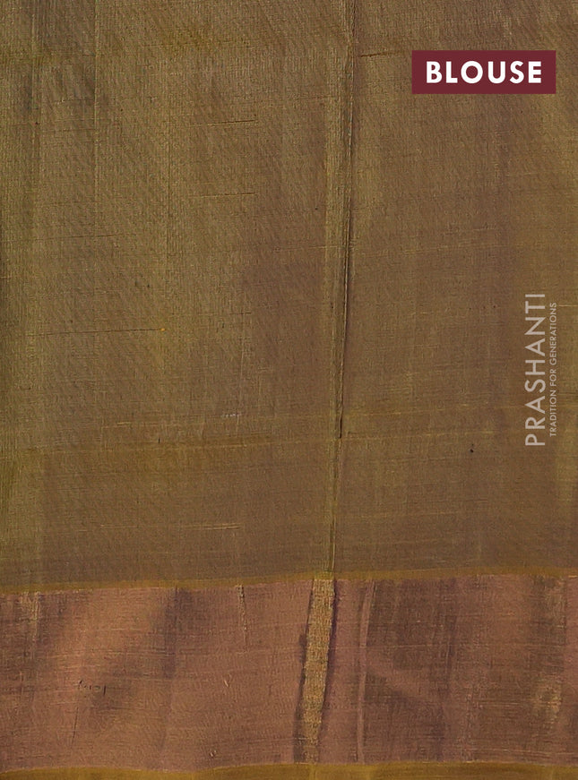 Pure uppada silk saree navy blue and dark mustard with allover silver & gold zari weaves and zari woven border