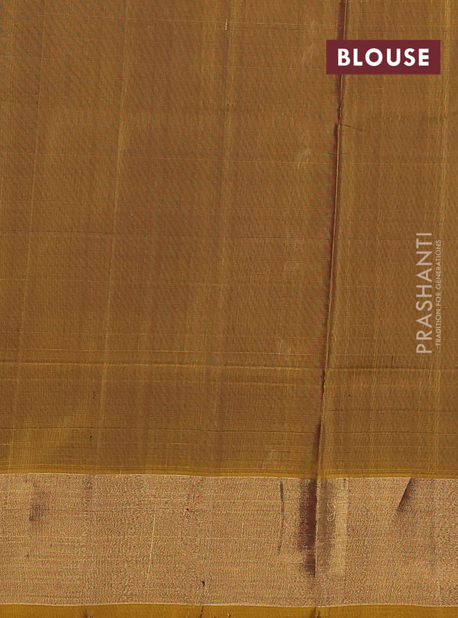 Pure uppada silk saree coffee brown and dark mustard with allover silver & gold zari weaves and zari woven border