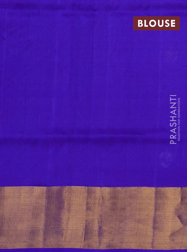 Pure uppada silk saree purple and blue with allover silver & gold zari weaves and zari woven border