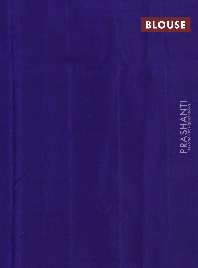 Pure uppada silk saree rust shade and blue with silver zari woven coin buttas and simple border