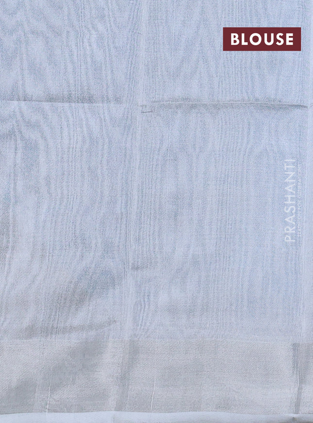 Pure uppada silk saree cs blue with silver zari woven coin buttas and silver zari woven border