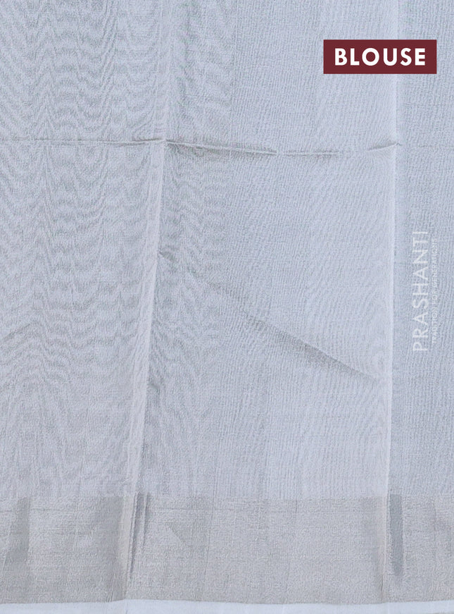 Pure uppada silk saree green with silver zari woven coin buttas and silver zari woven border